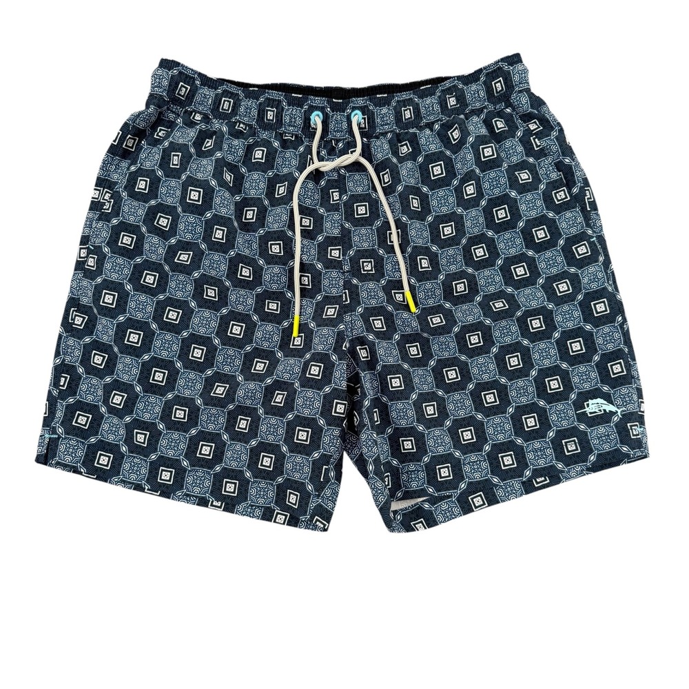 Tommy Bahama Medium 6in Blue Geometric Men's Lined Swim Trunks Shorts